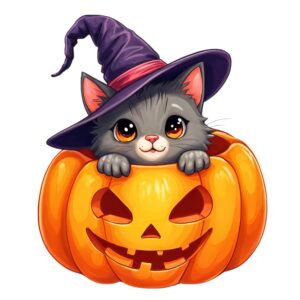 ハロウィンの仮装をした猫