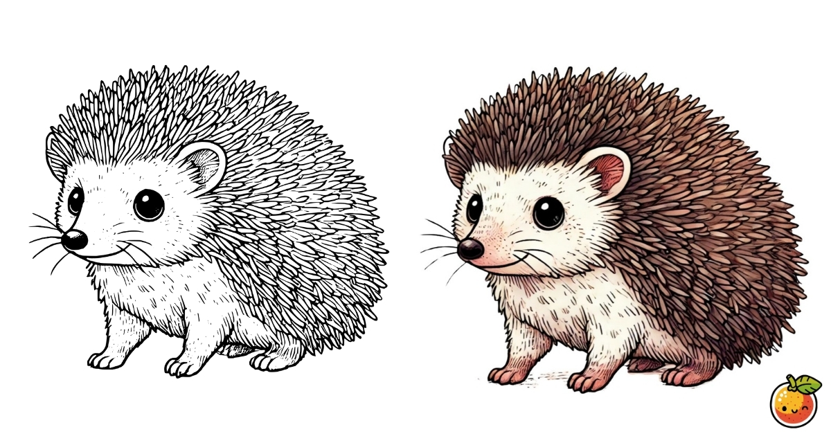 ハリネズミの塗り絵