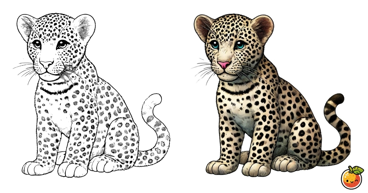 ヒョウの塗り絵
