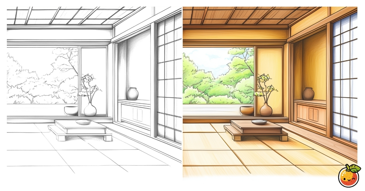 茶室の塗り絵