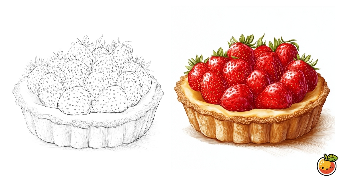 いちごのタルトの塗り絵