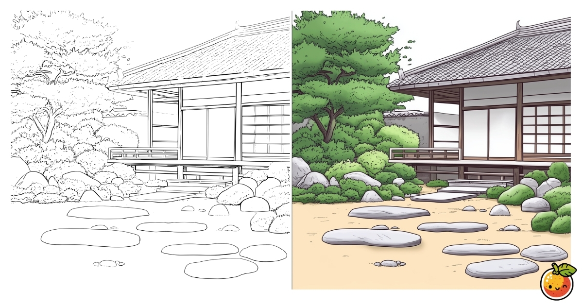 庭園の塗り絵