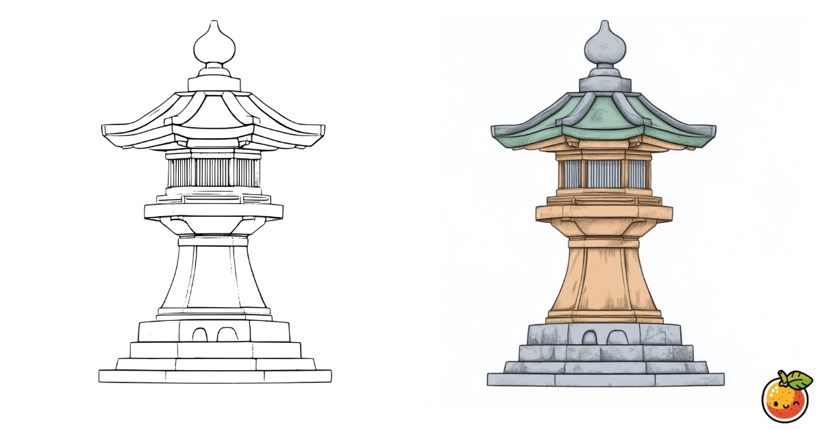 灯篭の塗り絵