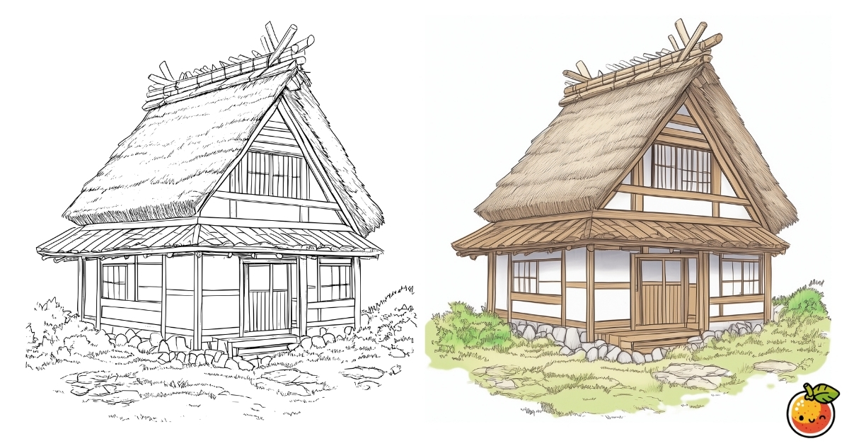 古民家の塗り絵