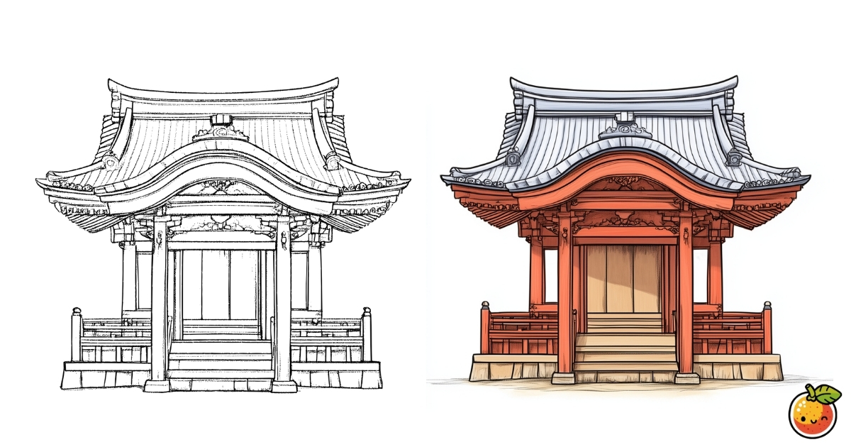 祠の塗り絵