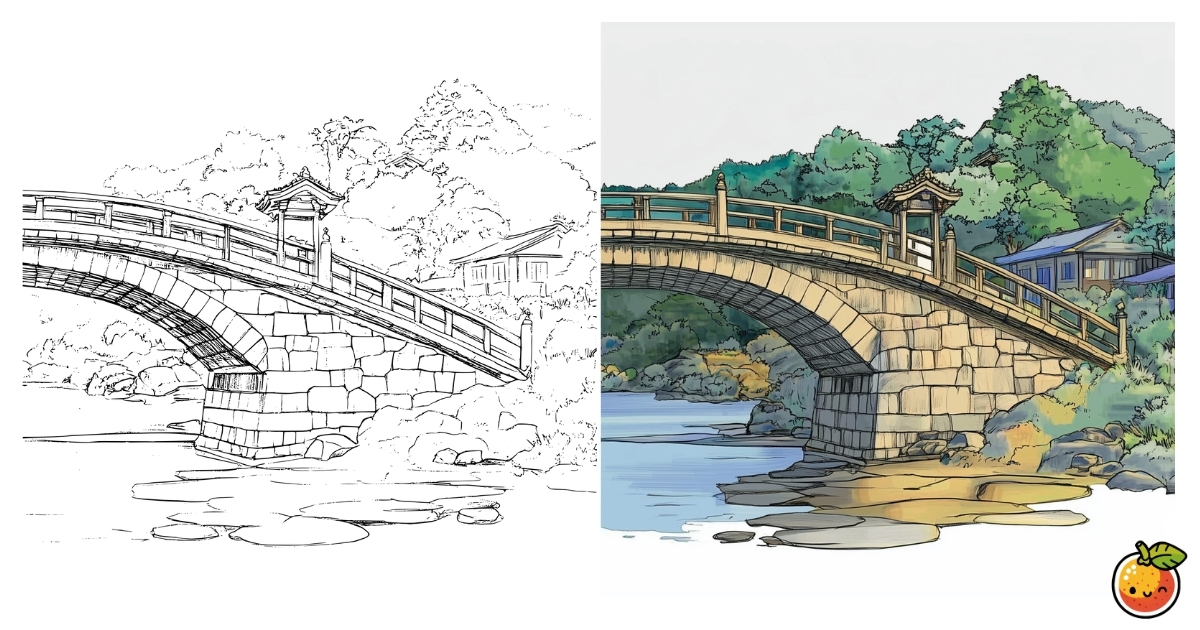 石橋の塗り絵