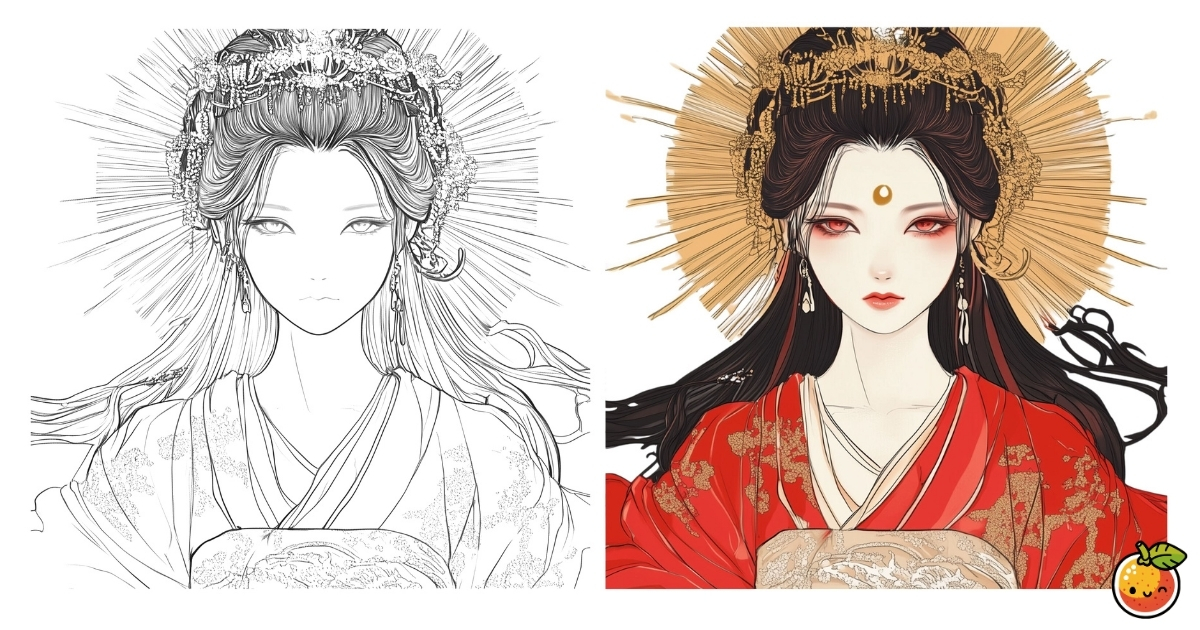天照大神の塗り絵