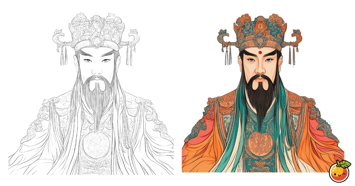 天帝-中国神話の塗り絵|塗り絵のゆずふる