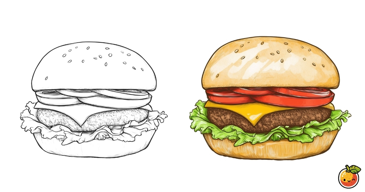 ハンバーガーの塗り絵