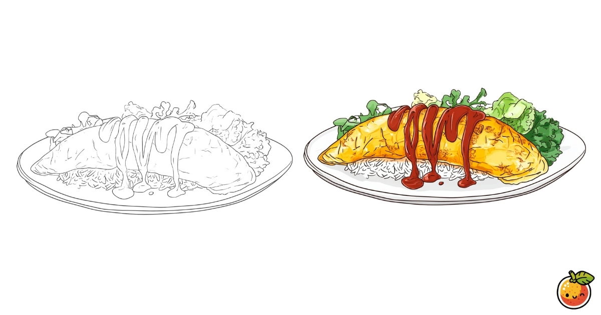 オムライスの塗り絵
