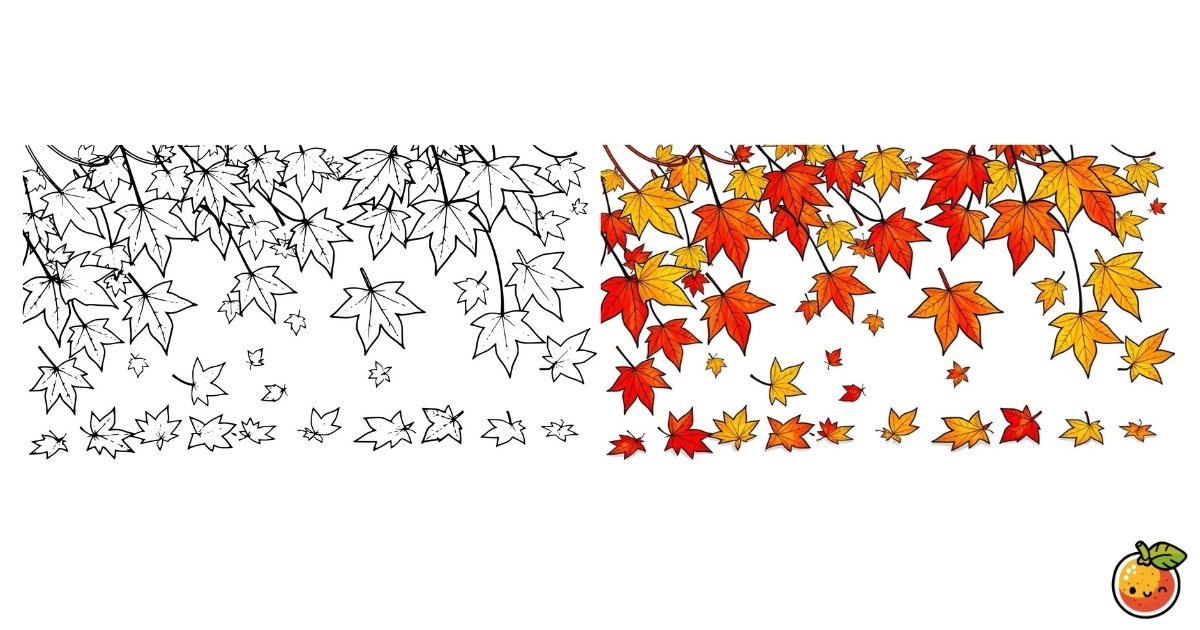紅葉の葉の塗り絵