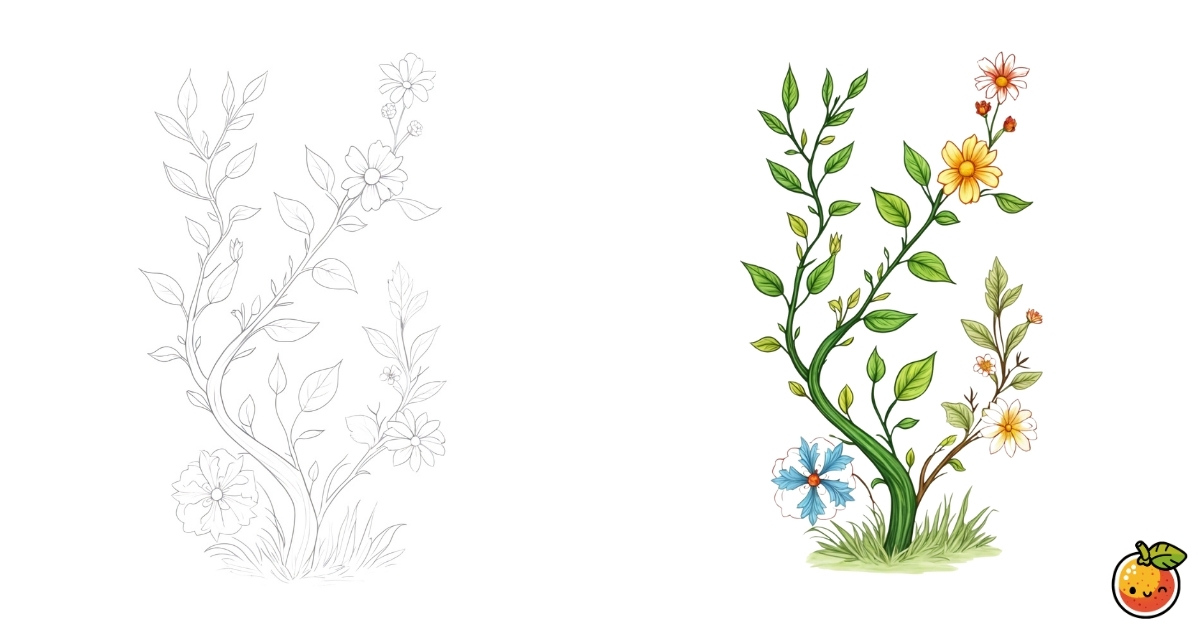 花と蔓の塗り絵