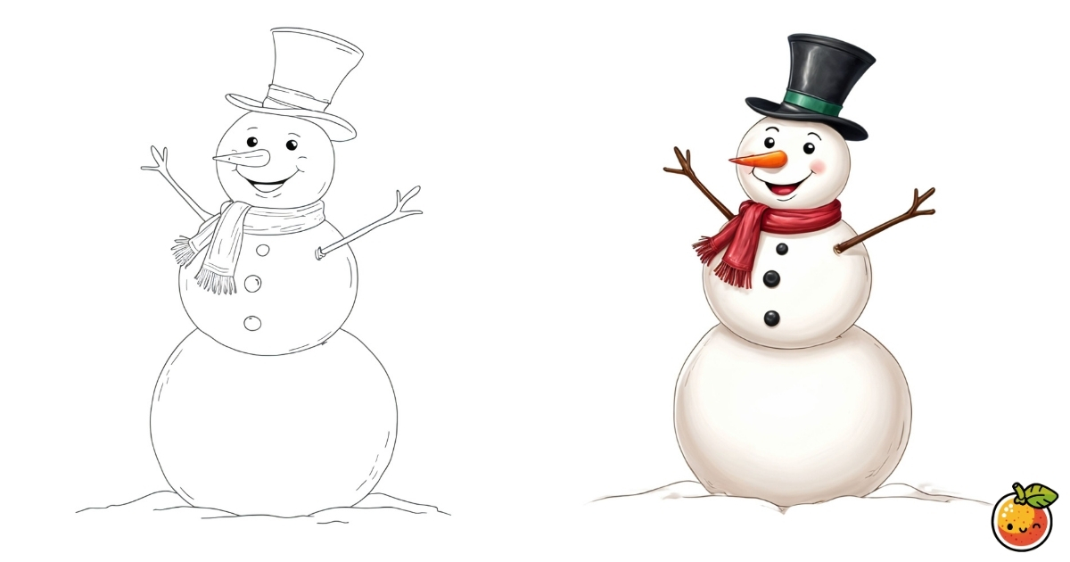 雪だるまの塗り絵