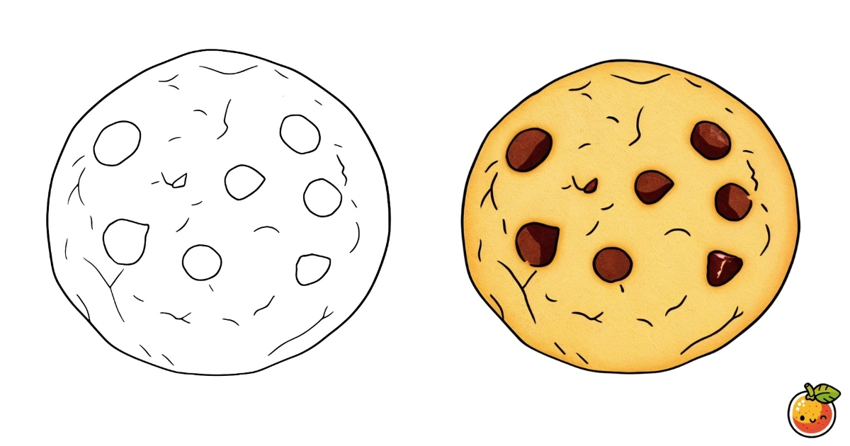 チョコチップクッキーの塗り絵