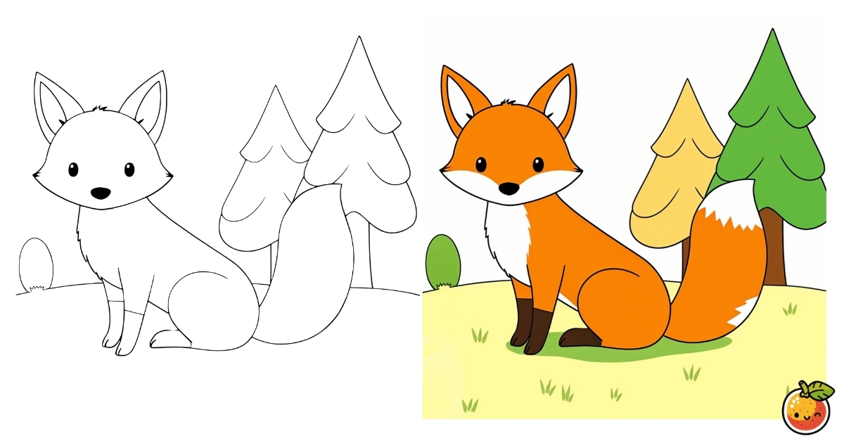 草原の狐の塗り絵