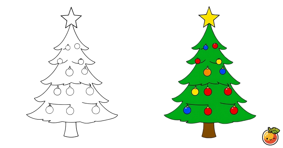 クリスマスツリーの塗り絵