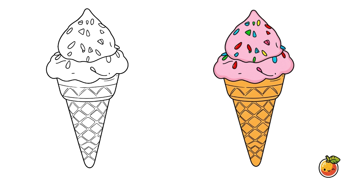 いちごのソフトクリームの塗り絵