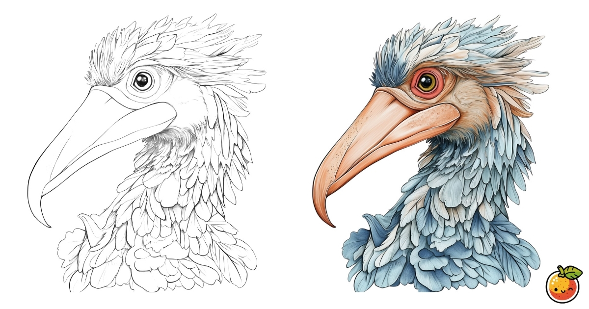 ハシビロコウの塗り絵