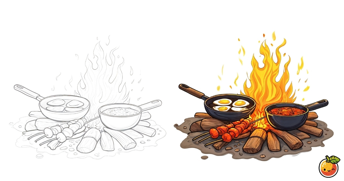 キャンプ飯の塗り絵
