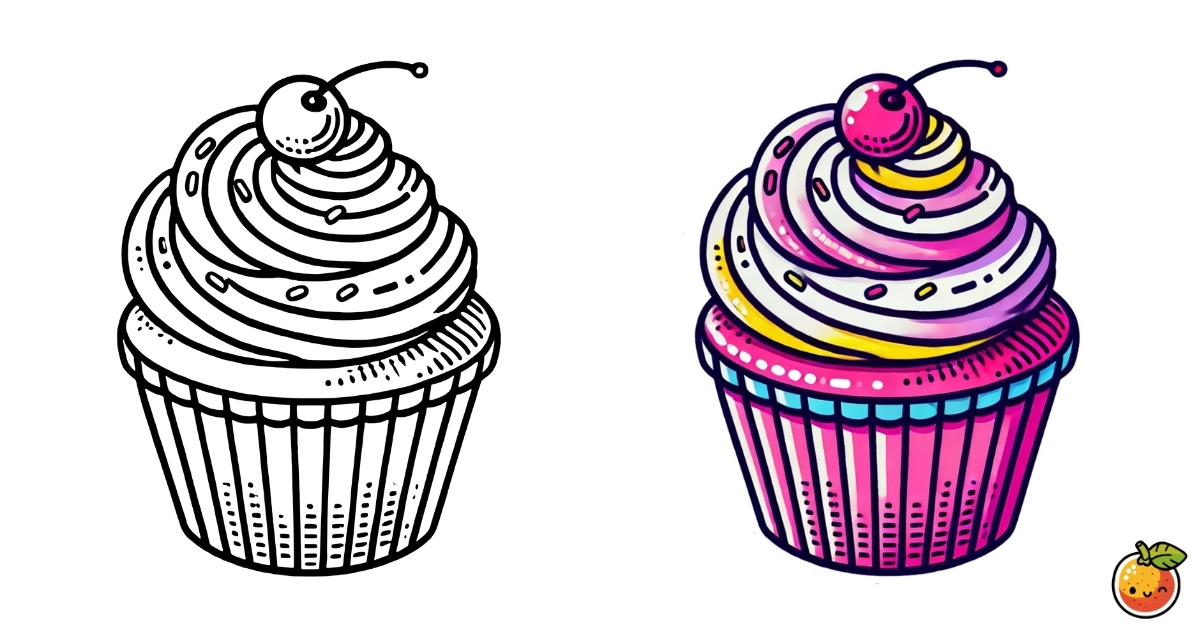 カップケーキの塗り絵