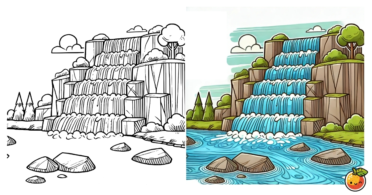 滝の塗り絵