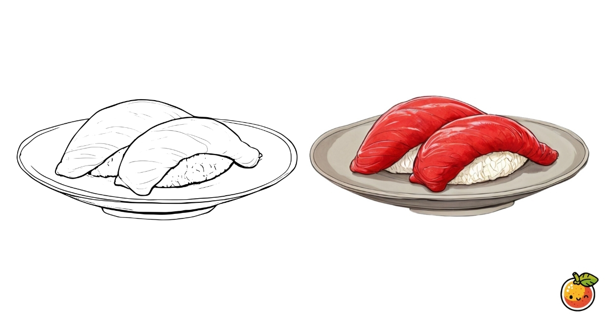 マグロの寿司の塗り絵