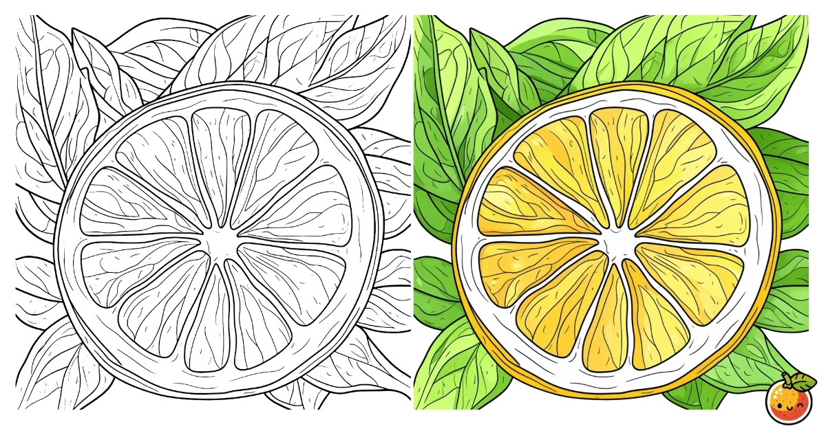 スライスレモンの塗り絵