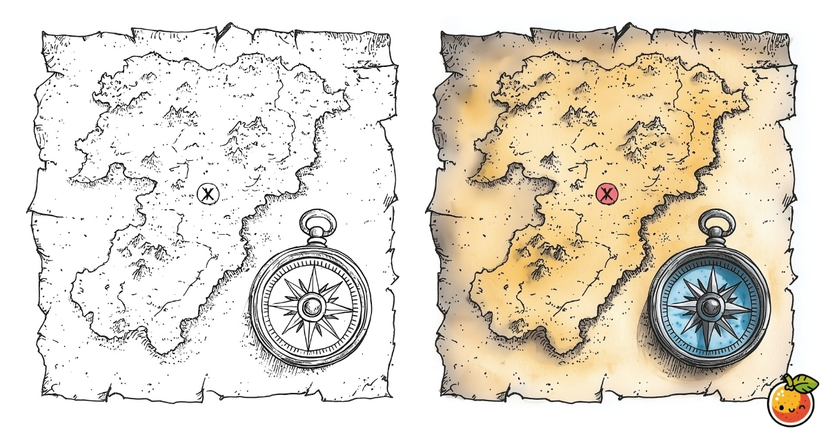 宝の地図の塗り絵