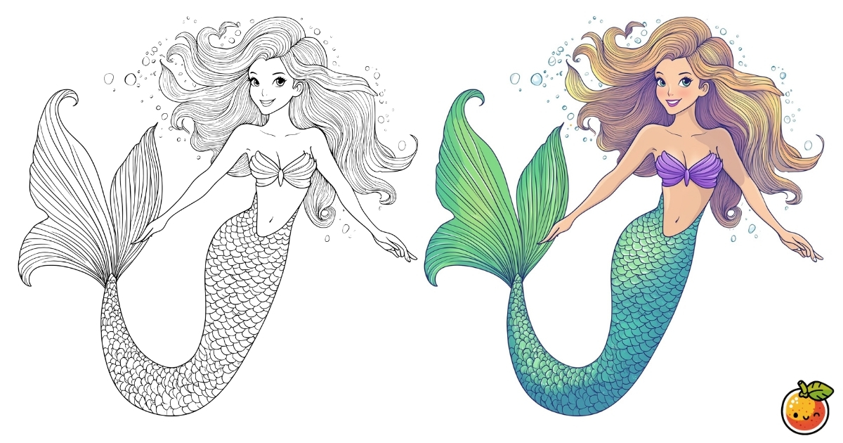 人魚の塗り絵