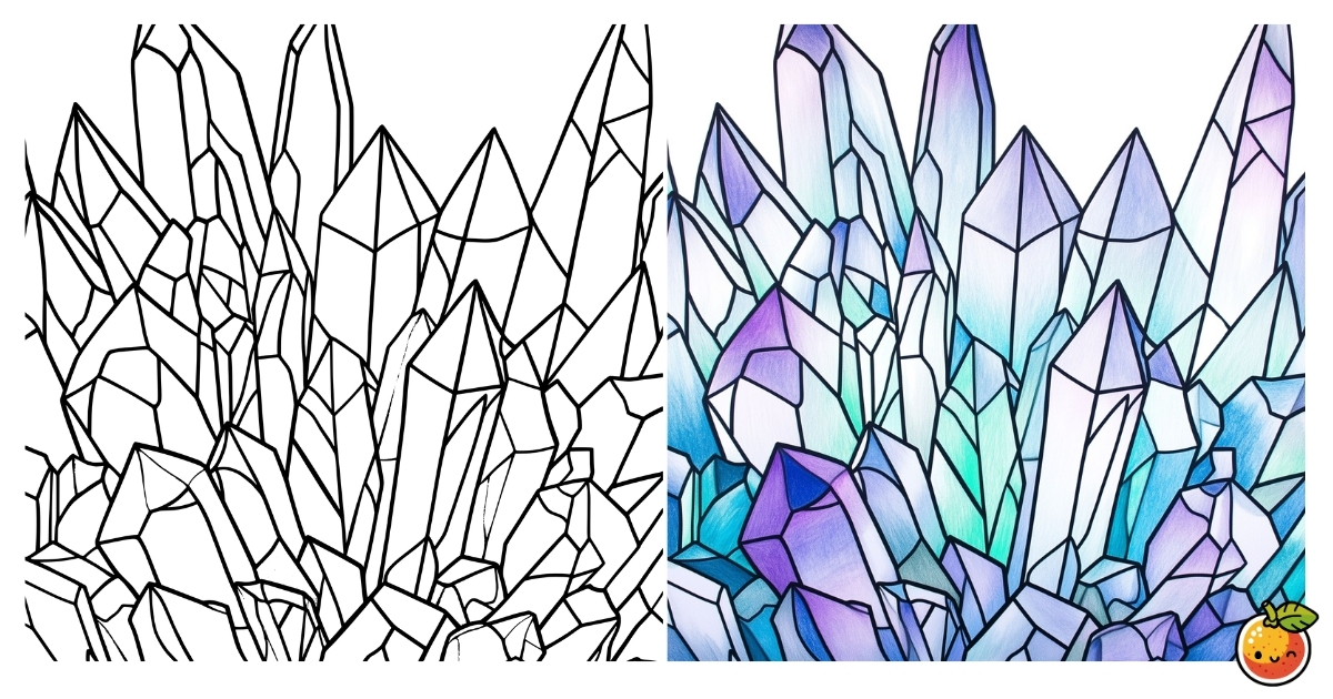 洞窟の輝く結晶の塗り絵