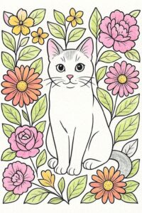 猫と花