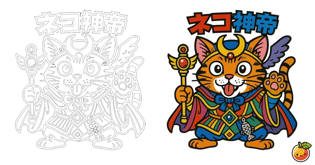 ネコ神帝の塗り絵