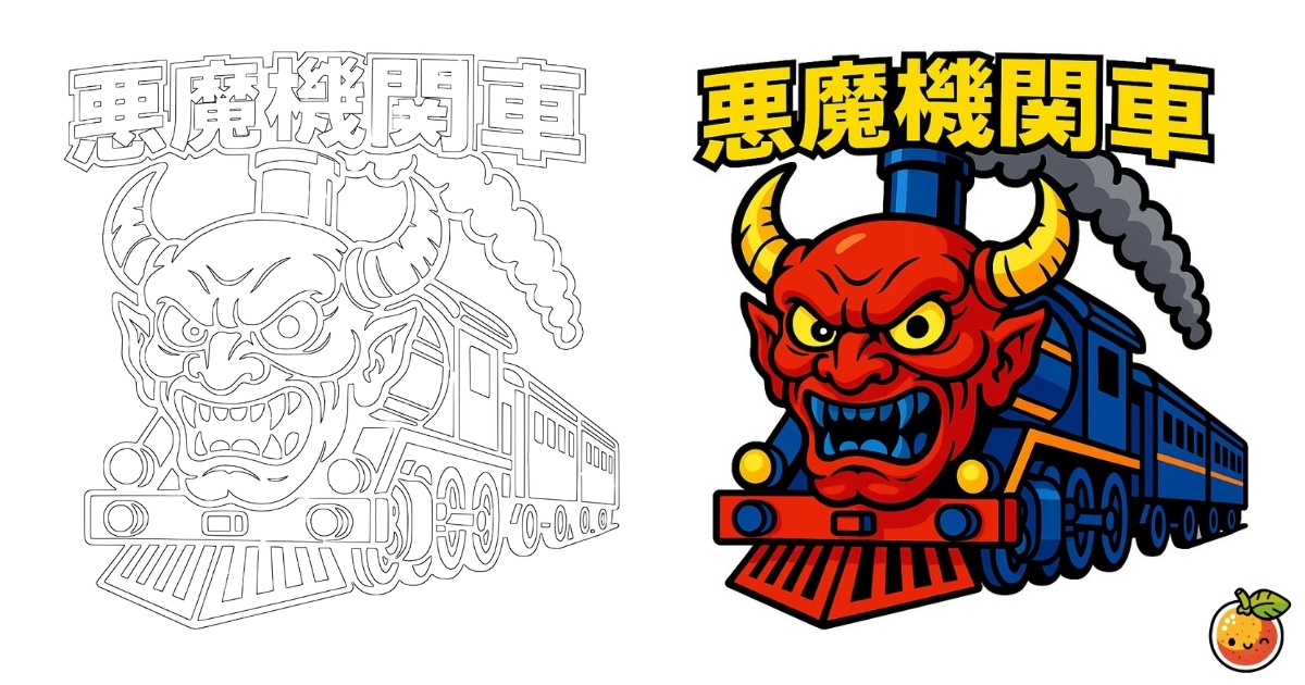 悪魔機関車の塗り絵