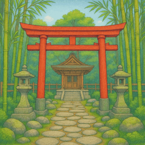 竹林の中の鳥居