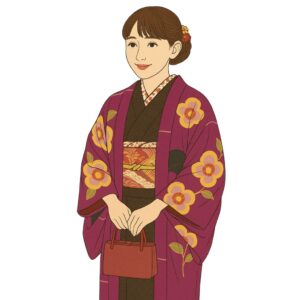 和装バッグを持つ女性