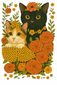 三毛と黒猫の花園日和