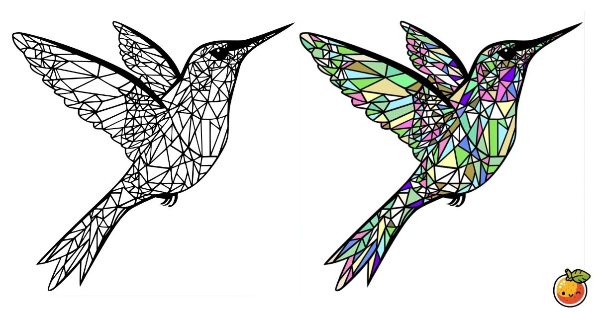 煌めきの羽音の塗り絵（鳥の塗り絵）／Sparkling wingbeats – bird coloring page