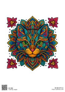花曼荼羅に宿る彩猫