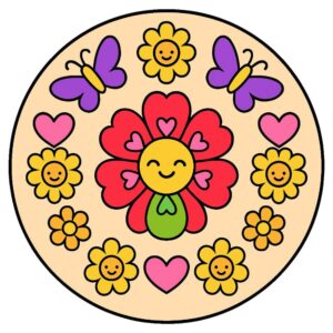 お花と蝶々の曼荼羅