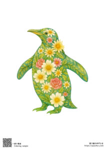 花に包まれたペンギン