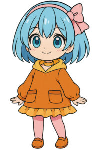 オレンジパーカーの女の子