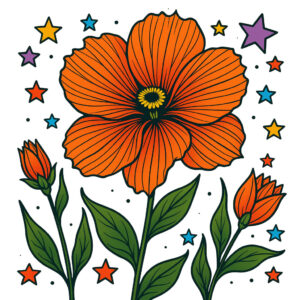 星とオレンジの花