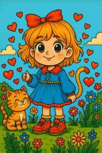 しっぽのある女の子と猫