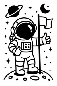 宇宙飛行士と月の旗