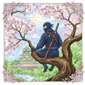 桜舞う城下にて