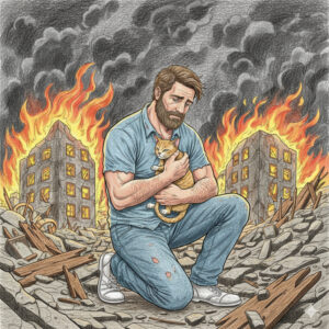 猫を助ける男性