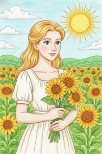 ひまわり畑の少女