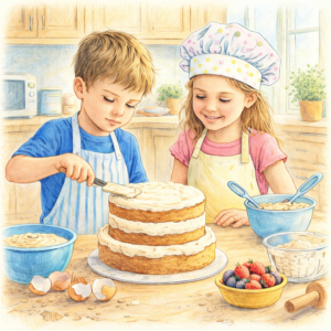 ふたりのケーキ作り