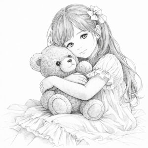 テディベアを抱く少女